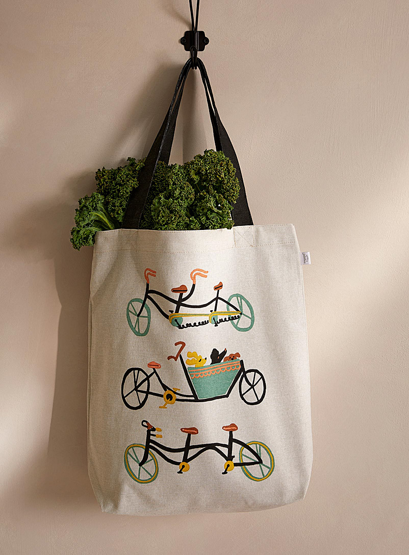 Simons Maison Patterned White Tandem bicycle ride reusable bag