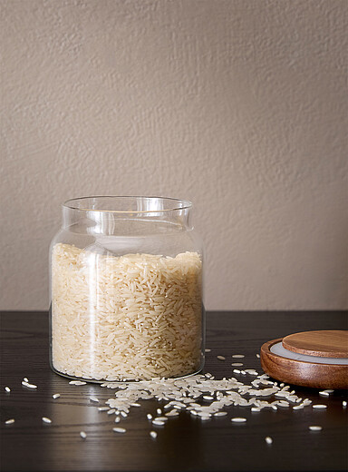Danica: Le petit bocal en verre couvercle acacia Blanc