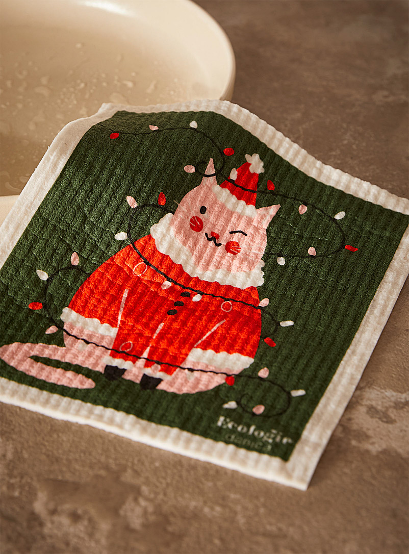 Danica Assorted Christmas cat sponge cloth