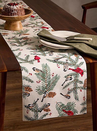 Nature bird table runner 33 x 183 cm