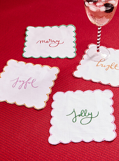 Scalloped trim coasters Set of 4 products <b>Christmas Collection</b>