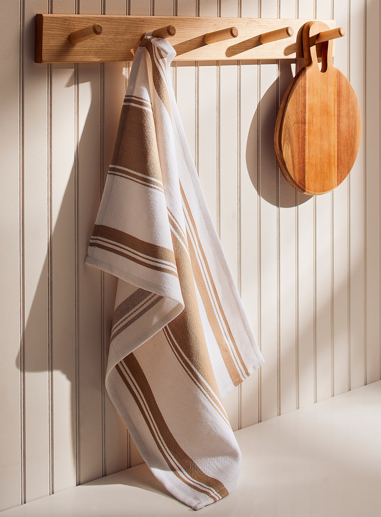 Danica Contrasting Stripes Tea Towel In Sand