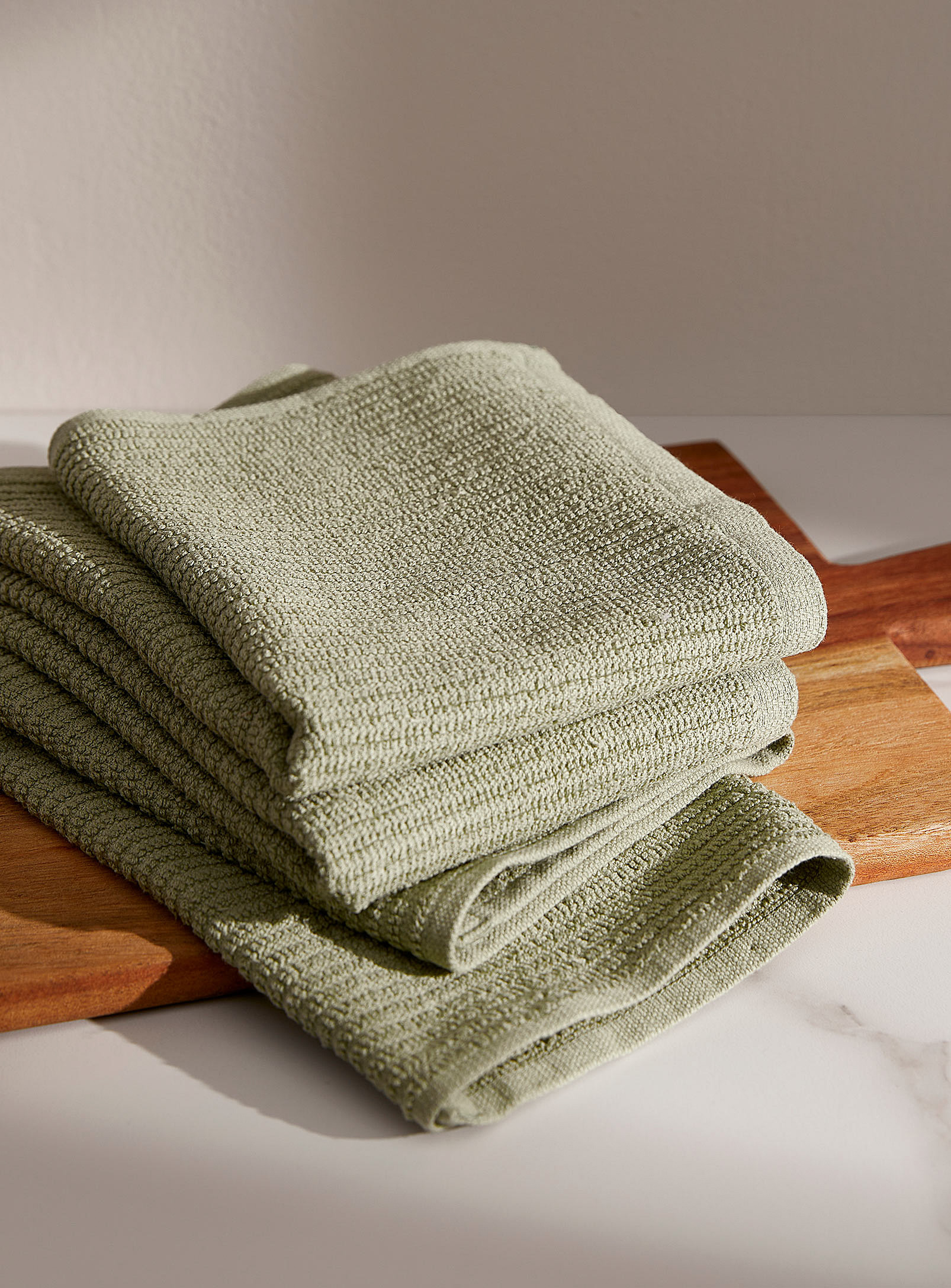 Danica Grooved Tea Towels Set Of 3 In Green