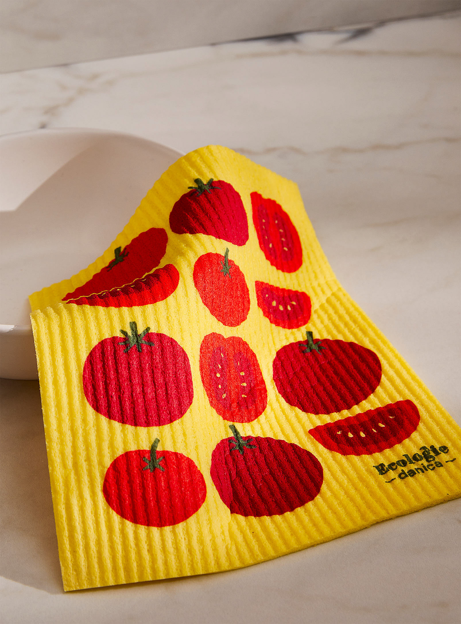 Danica Fruits And Vegetables Sponge Cloth In Patterned Yellow