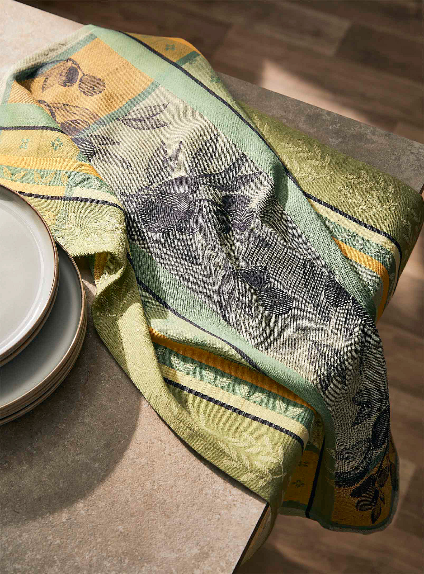Danica Orchard Harvest Jacquard Tea Towel In Patterned Green