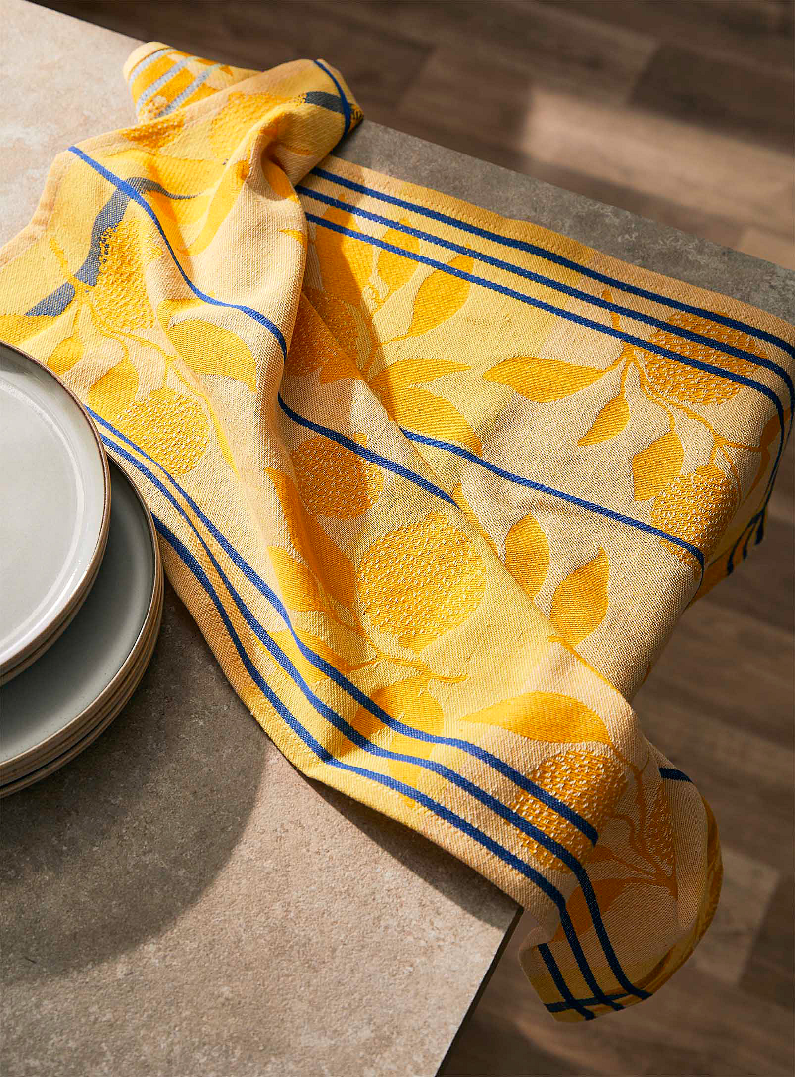 Danica Orchard Harvest Jacquard Tea Towel In Patterned Yellow
