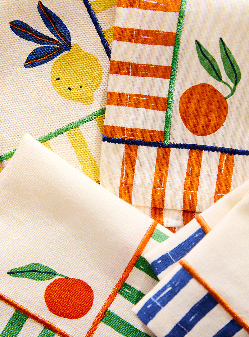 Citrus and stripes cocktail napkins Set of 4 product image 2