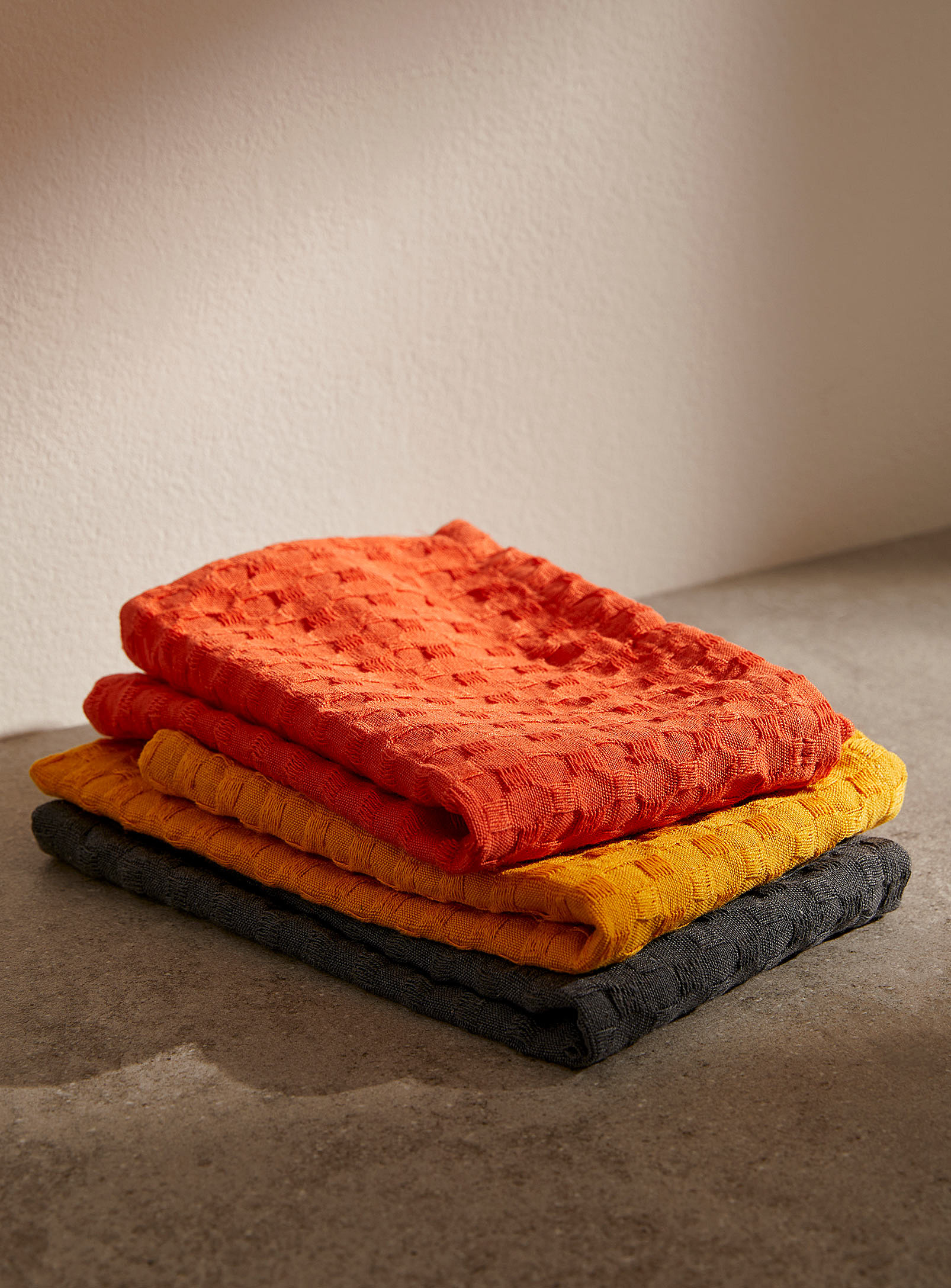 Danica Basket Weave Colourful Dishcloths Set Of 3 In Orange