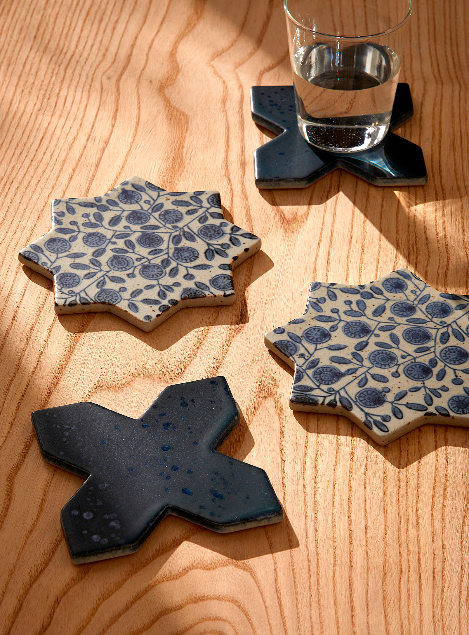 Danica Calendula Stoneware Coasters Set Of 4 In Marine Blue