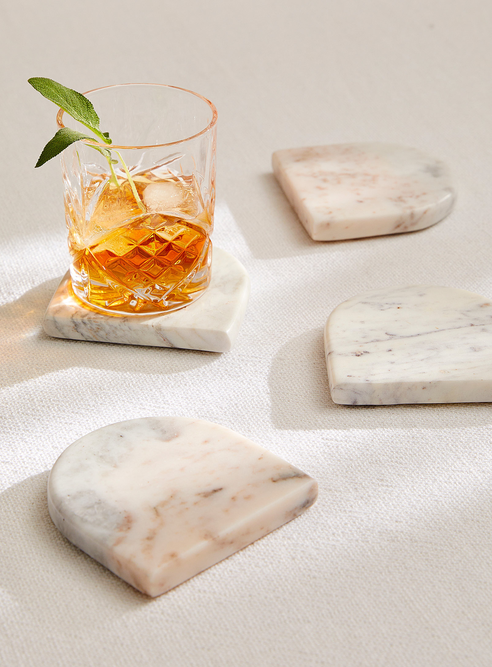 Danica Arches Marble Coasters Set Of 4 In White