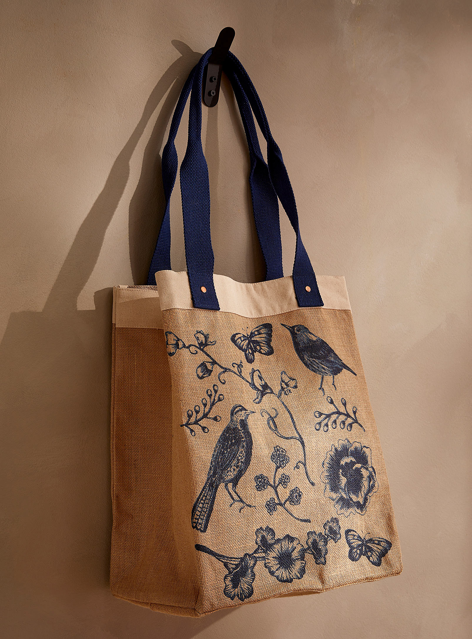 Danica Mystical Tapestry Reusable Jute Bag In Blue