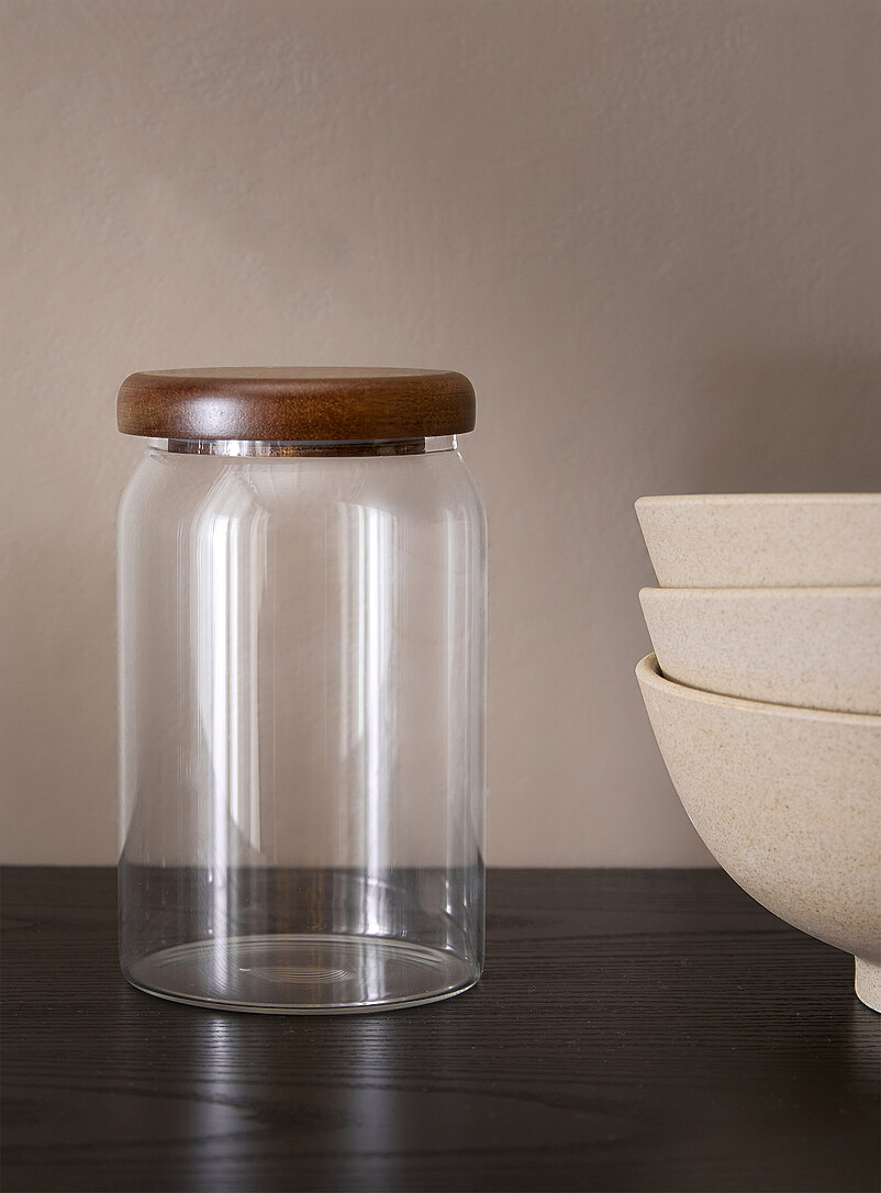 Acacia lid large glass jar product image 2
