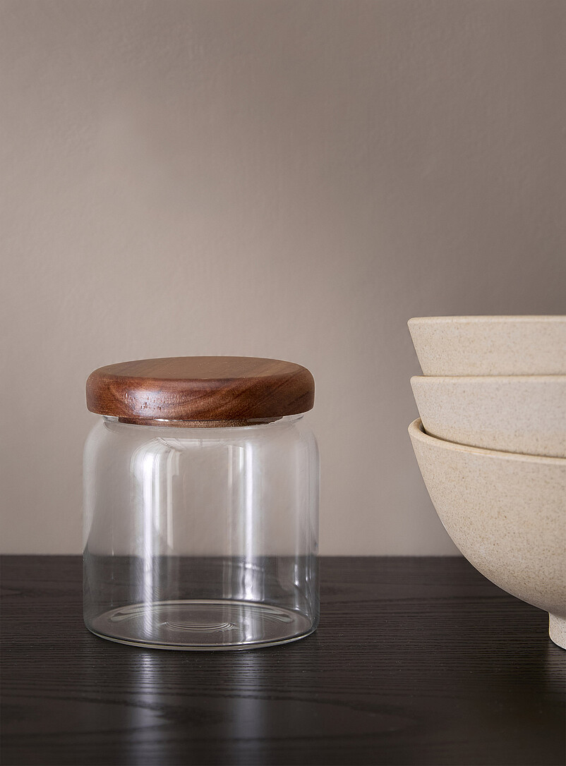 Acacia lid small glass jar product image 2