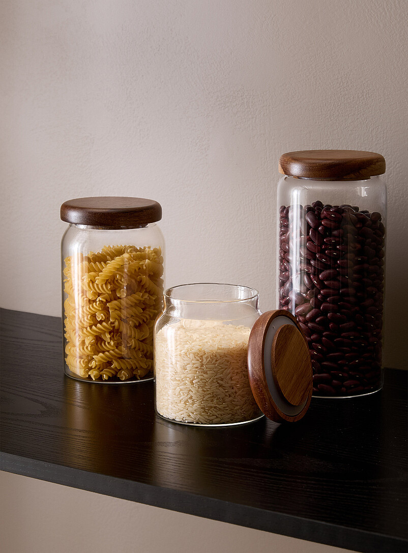 Acacia lid small glass jar product image 3