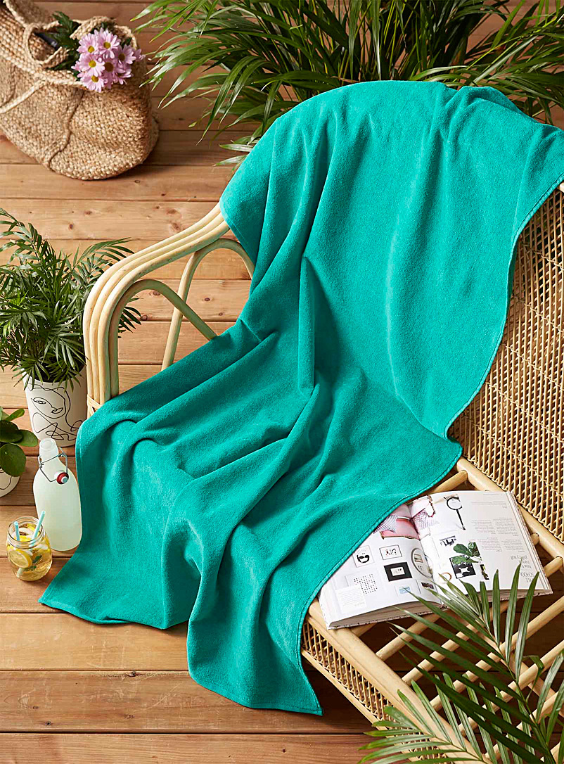 Simons Maison: La serviette de plage couleur saturée 86 x 160 cm Sarcelle-turquoise-aqua