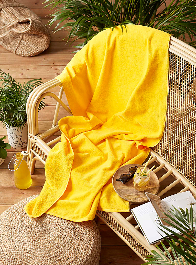 Simons Maison: La serviette de plage couleur saturée 86 x 160 cm Jaune or