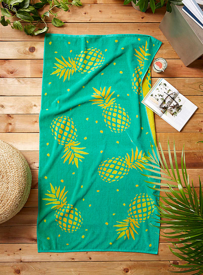Simons Maison: La serviette de plage ananas 86 x 160 cm Sarcelle-turquoise-aqua