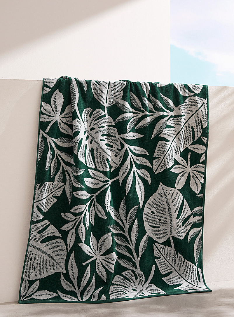 Simons Maison Assorted Palm leaves organic cotton beach towel 86 x 160 cm