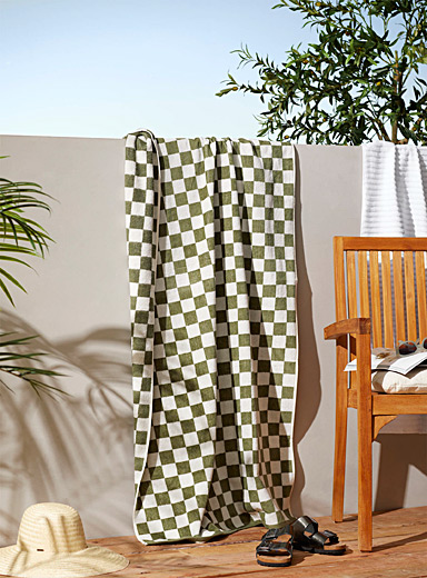 Checkered organic cotton beach towel 86 x 160 cm