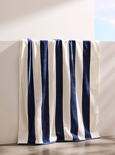 La serviette de plage rayures parasol coton bio 86 x 160 cm <b>Collection exclusive Vivre dehors</b>