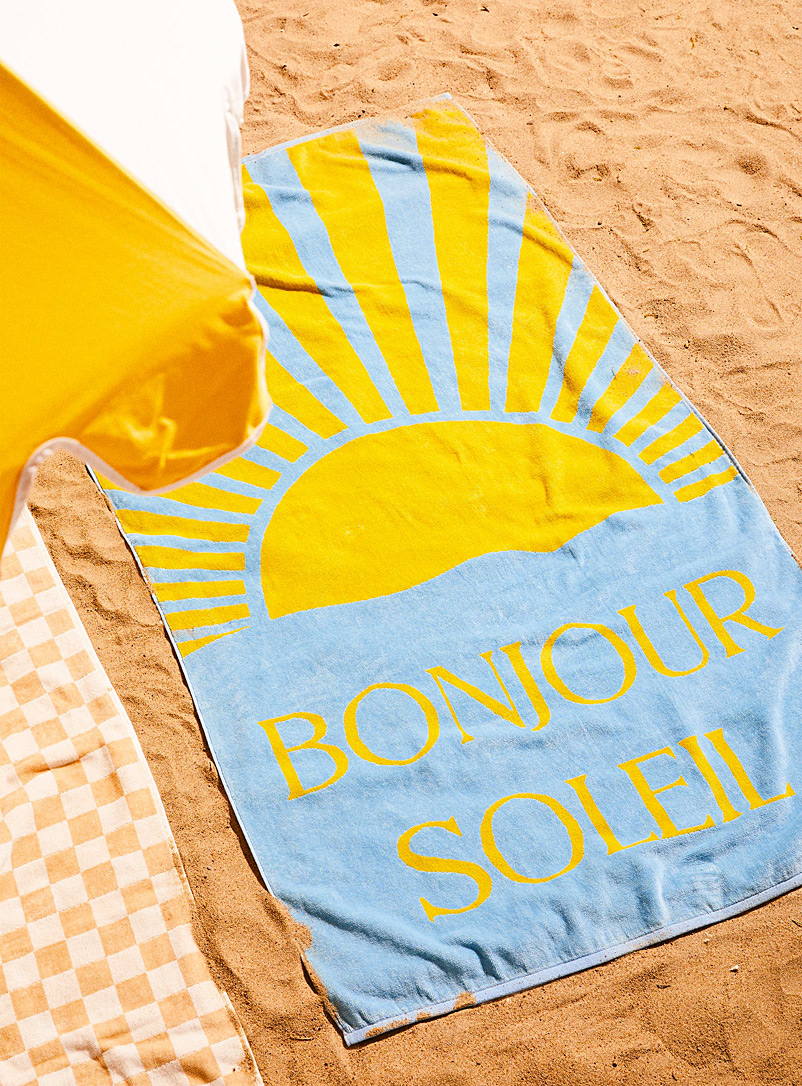 Simons Maison: La serviette de plage coton bio Bonjour soleil 86 x 160 cm Assorti