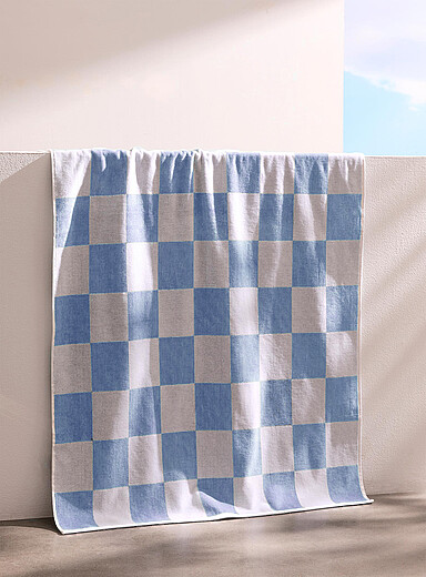 La serviette de plage damier coton bio 86 x 160 cm <b>Collection exclusive Vivre dehors</b>