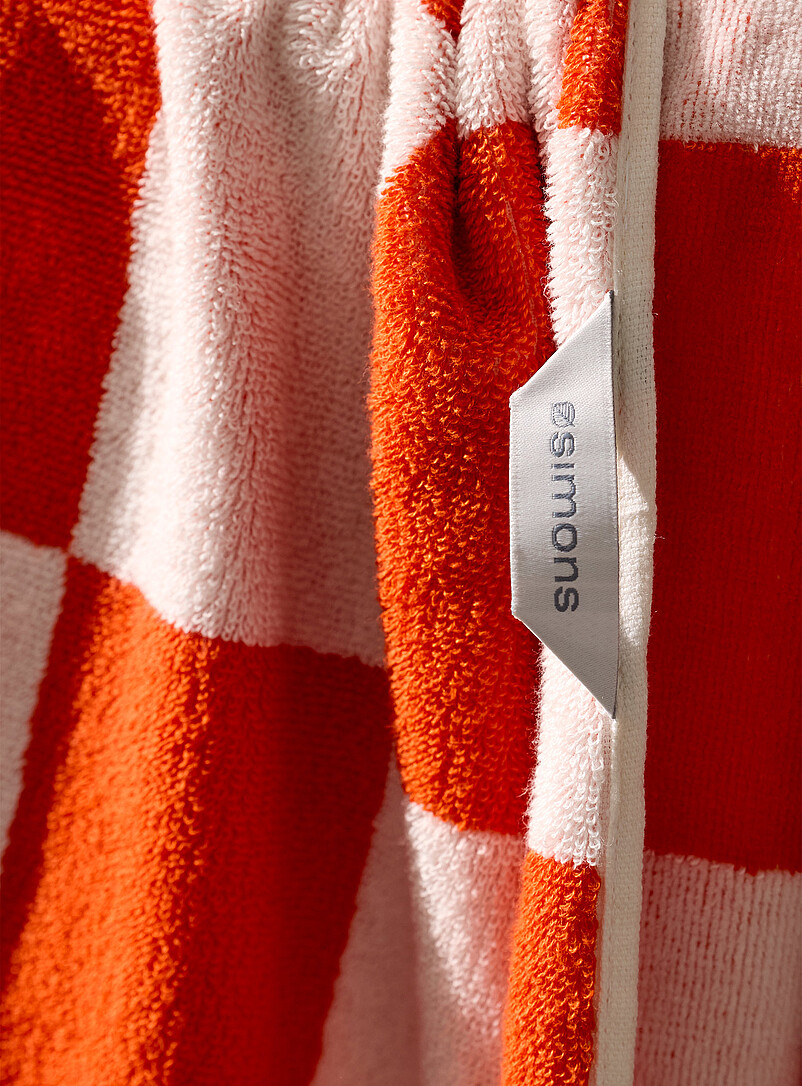 Simons Maison: La serviette de plage damier coton bio 86 x 160 cm <b>Collection exclusive Vivre dehors</b> Brun clair