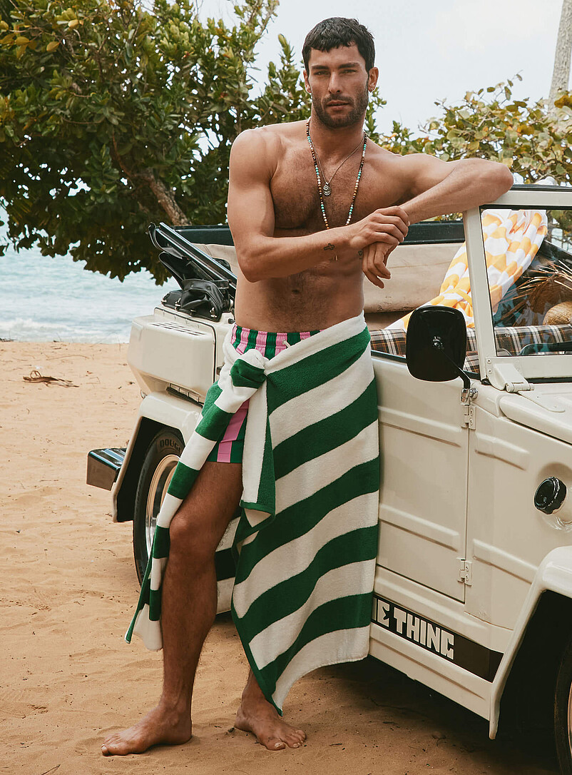 Parasol-Stripe Organic Cotton Beach Towel 86 X 160 Cm Live Outside Exclusive Collection