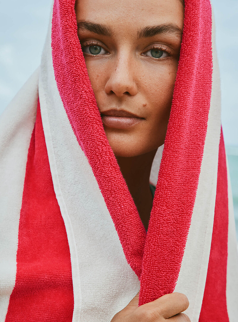 Parasol-Stripe Organic Cotton Beach Towel 86 X 160 Cm Live Outside Exclusive Collection