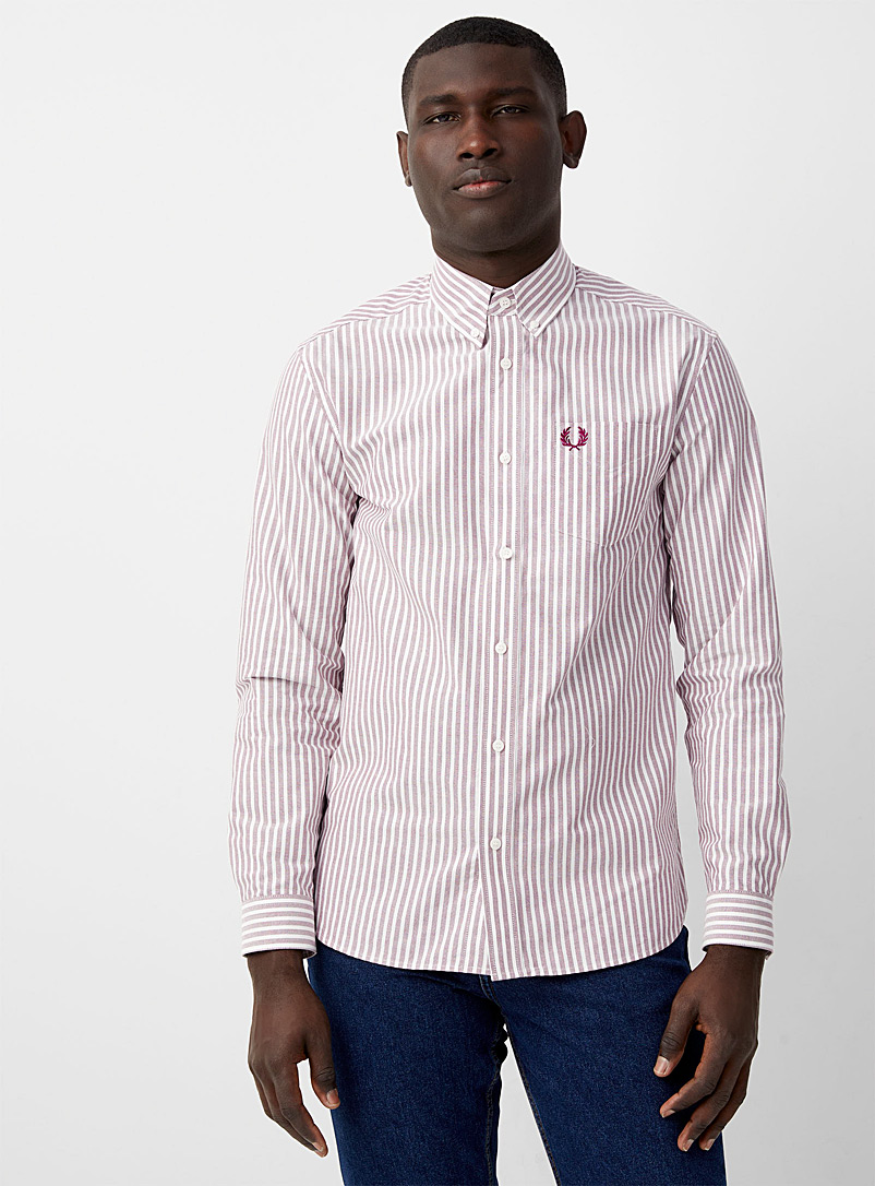 Fred Perry Ruby Red Burgundy stripe Oxford shirt for men