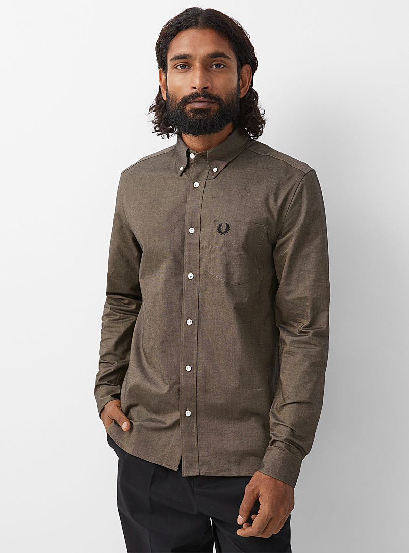 Fred Perry: La chemise oxford Perry Brun pâle-taupe pour homme