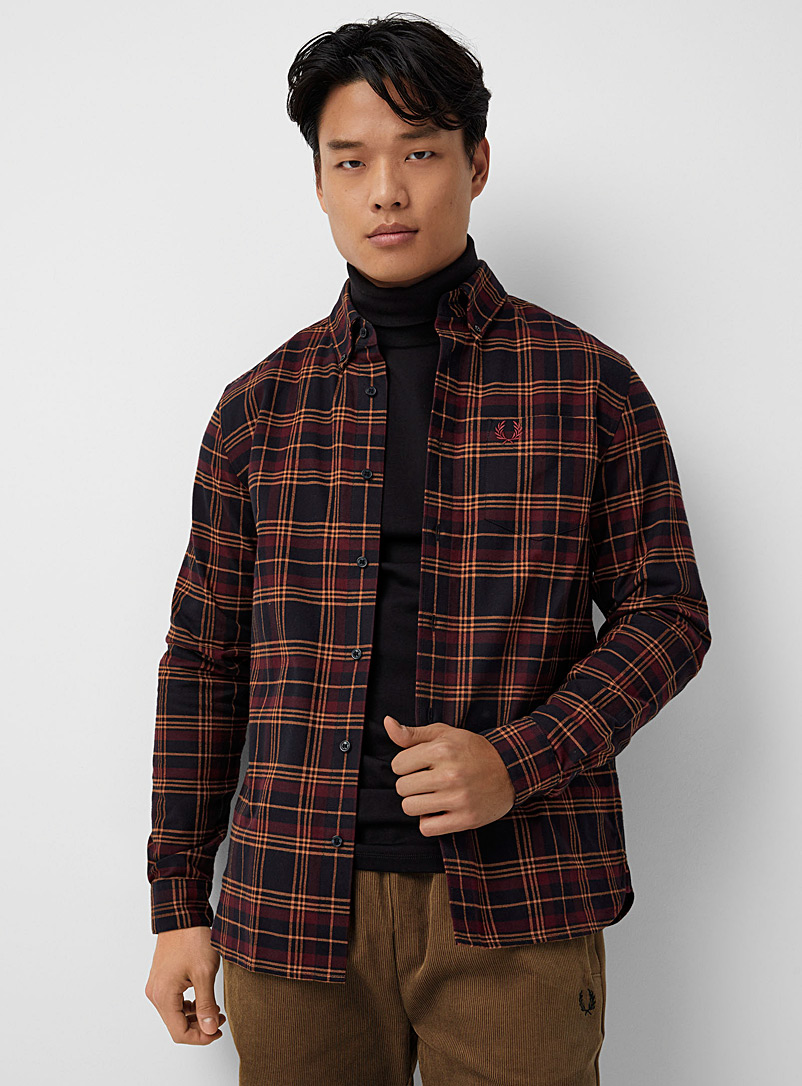 Fred Perry Ruby Red Tartan twill shirt Modern fit for men