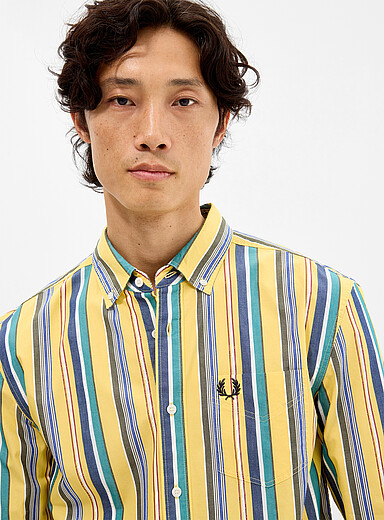 Citrus accent striped shirt