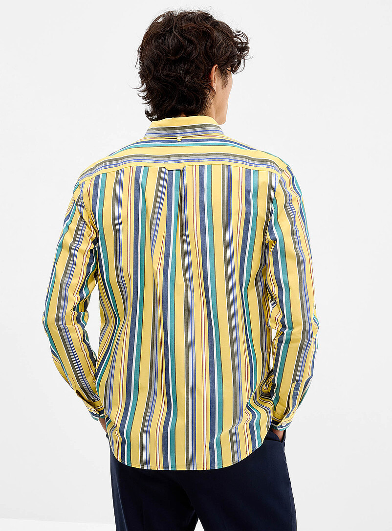 Fred Perry: La chemise ray&eacute;e accent acidul&eacute; Jaune dor&eacute; pour homme