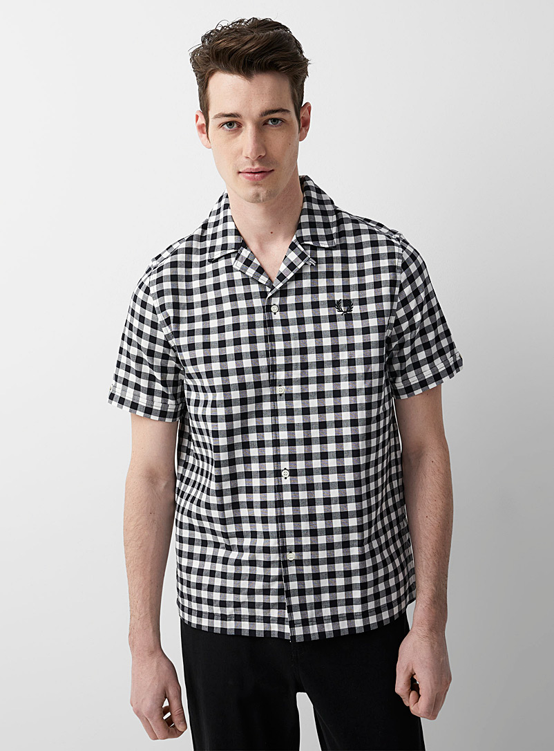 Fred Perry Black Gingham camp shirt for men