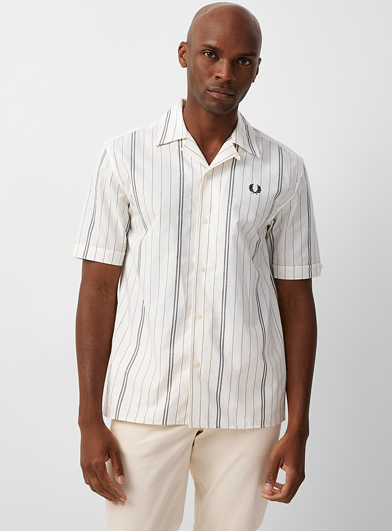Fred Perry: La chemise cabana rayures chambray Écru/Lin pour homme