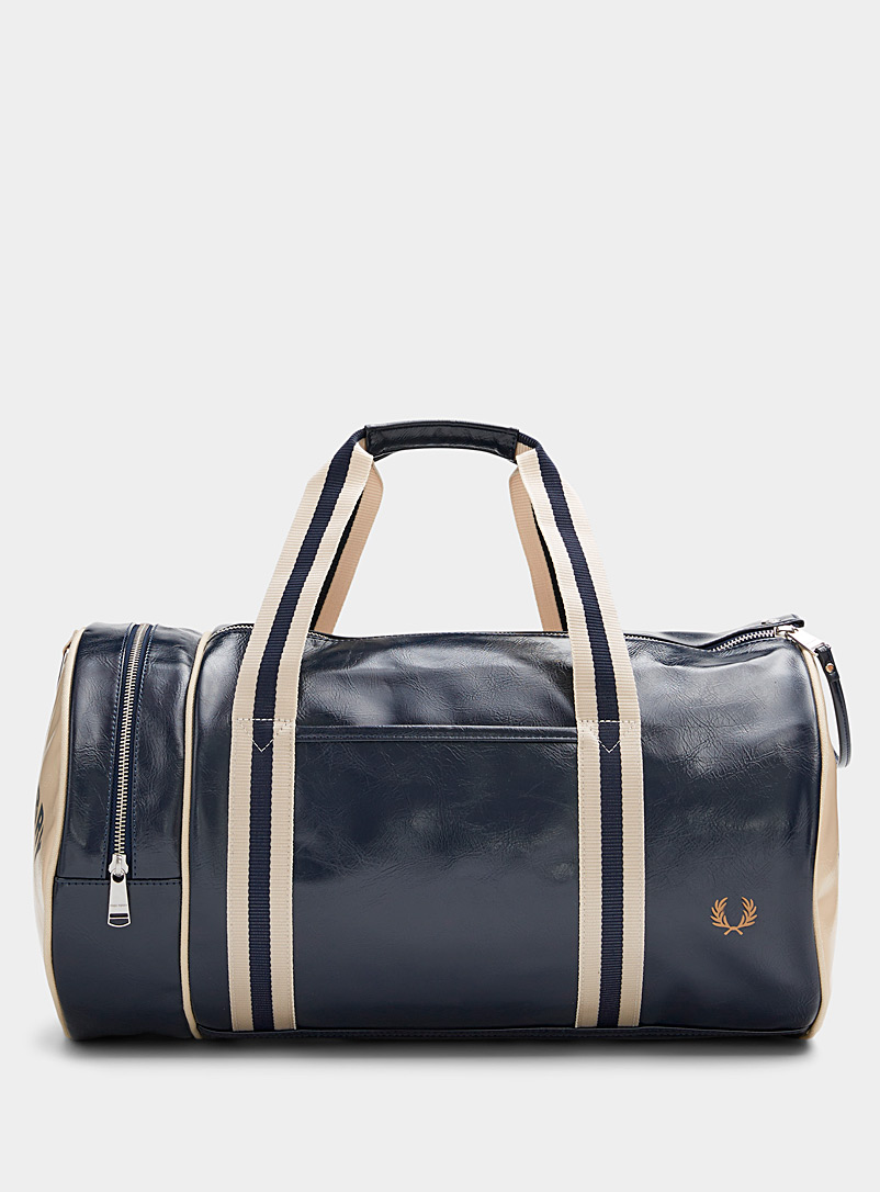 Fred Perry Blue Two-tone faux-leather duffle bag for men