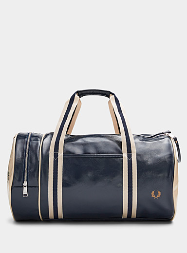 Two-tone faux-leather duffle bag