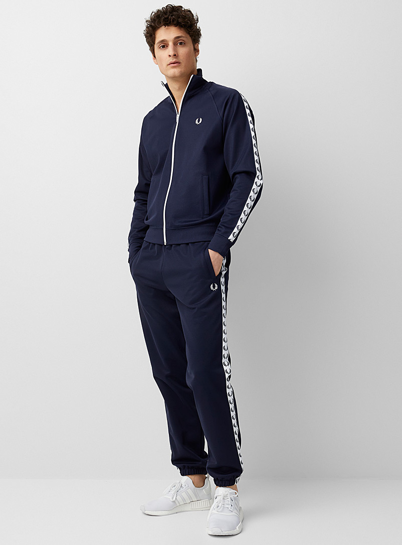 Fred Perry Marine Blue Logo stripe sporty joggers for men