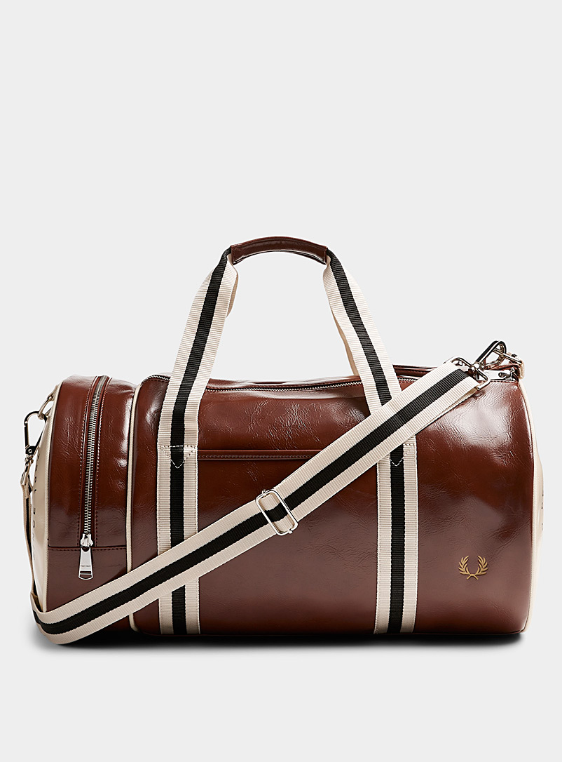 Fred Perry Light Brown Laurel faux-leather duffle bag for men