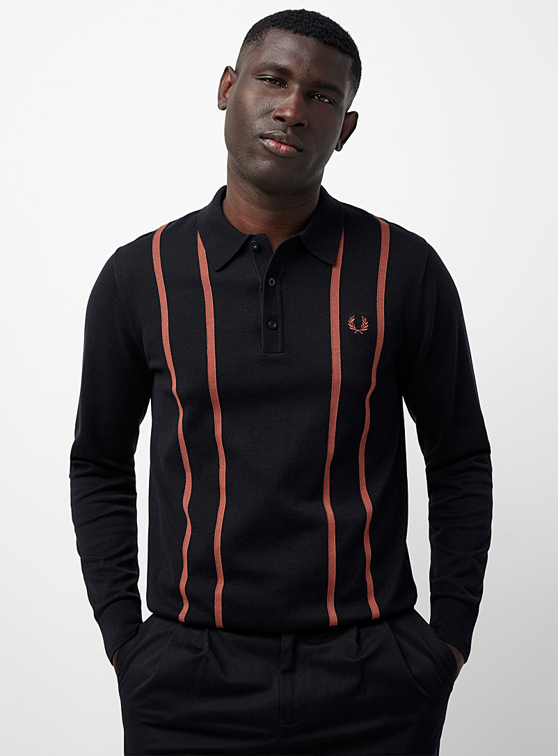 Fred Perry: Le polo tricot rétro Noir pour homme