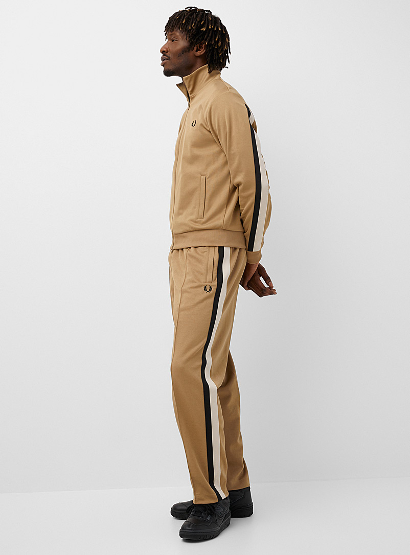 Fred Perry Light Brown Stripe appliqué track pant for men