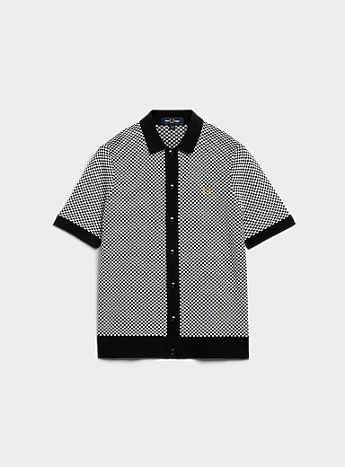 Le cardigan col polo mini damier