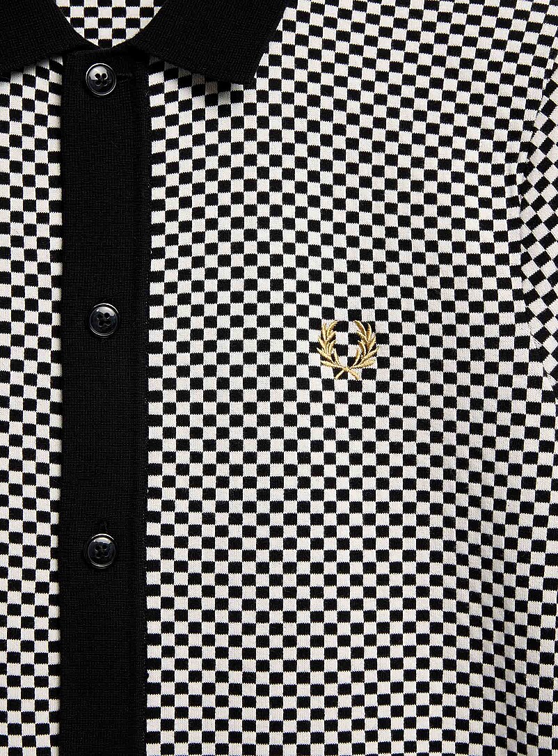 Fred Perry: Le cardigan col polo mini damier Noir pour homme