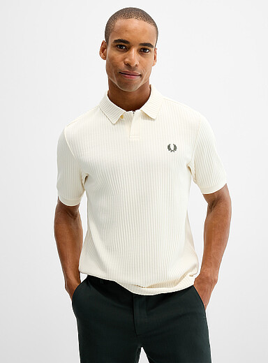 Fred Perry: Le polo c&ocirc;tel&eacute; &eacute;cru Ivoire pour homme
