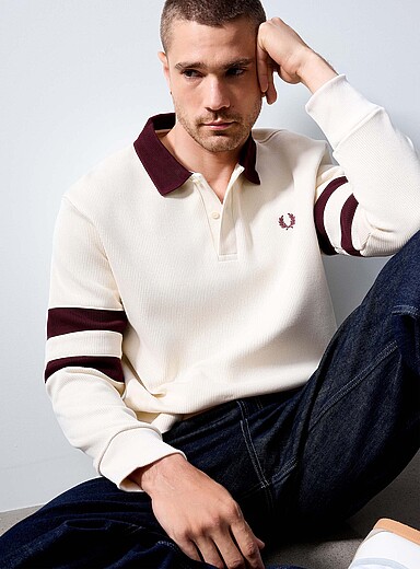 Fred Perry: Le polo athl&eacute;tique c&ocirc;tes plates &Eacute;cru - Lin pour homme
