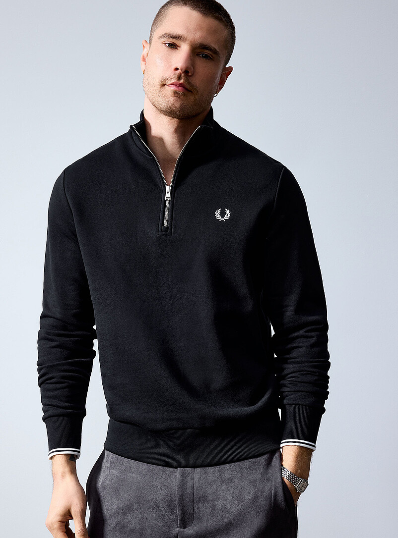 Embroidered logo zip-neck sweatshirt | Fred Perry | | Simons