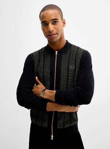 Le cardigan zipp&eacute; rayures optiques