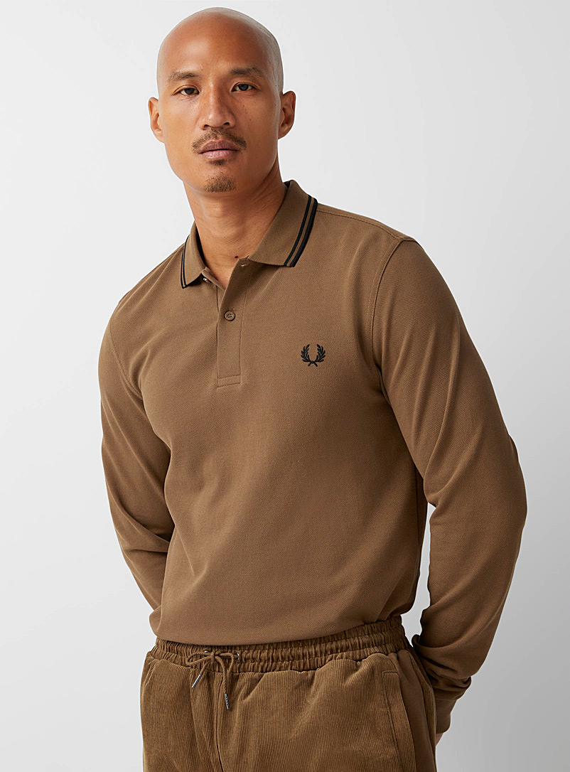 Fred Perry Brown Perry long-sleeve piqué polo for men