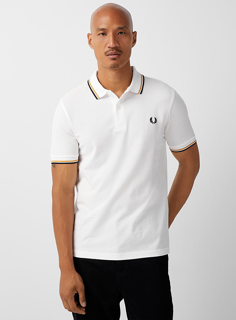 Fred Perry White Perry emblem piqué polo for men